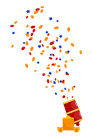Confetti cannon flipped