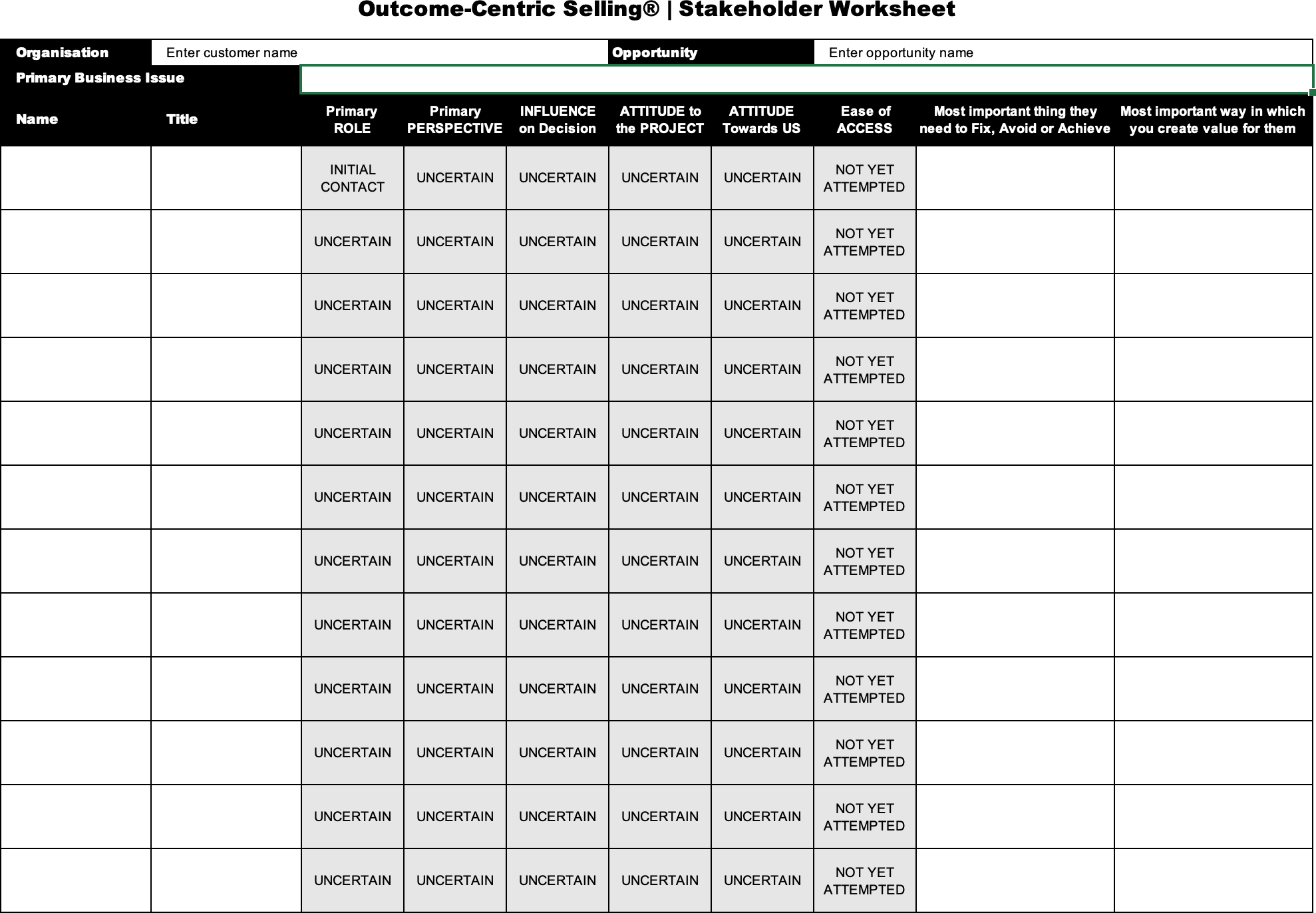 Stakeholder Worksheet